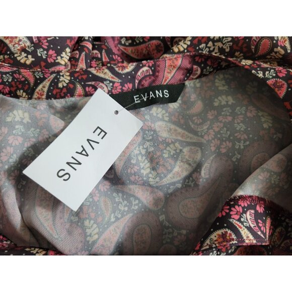 Evans Womens Shirt 26 Plus Long Sleeve Ruffle Button Burgundy PAI61E - Picture 9 of 10